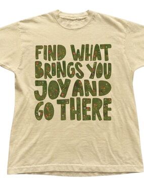 Inspirational Quote Floral Green Graphic Print Cream Gildan T-Shirt